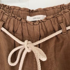 Tan High-Waisted Linen Trouser | S/M